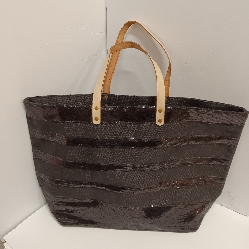 Muche et Muchette Large Black Sequin & Burlap Tote